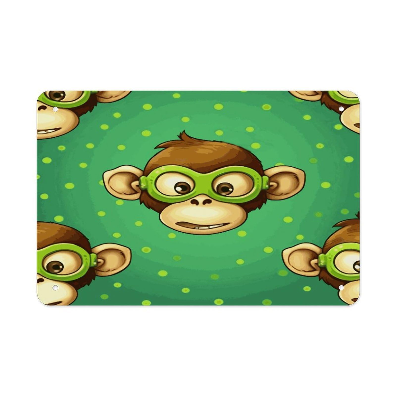 Fekiloot Style Green Clever Monkey Metal Signs Wall Art Tin Sign