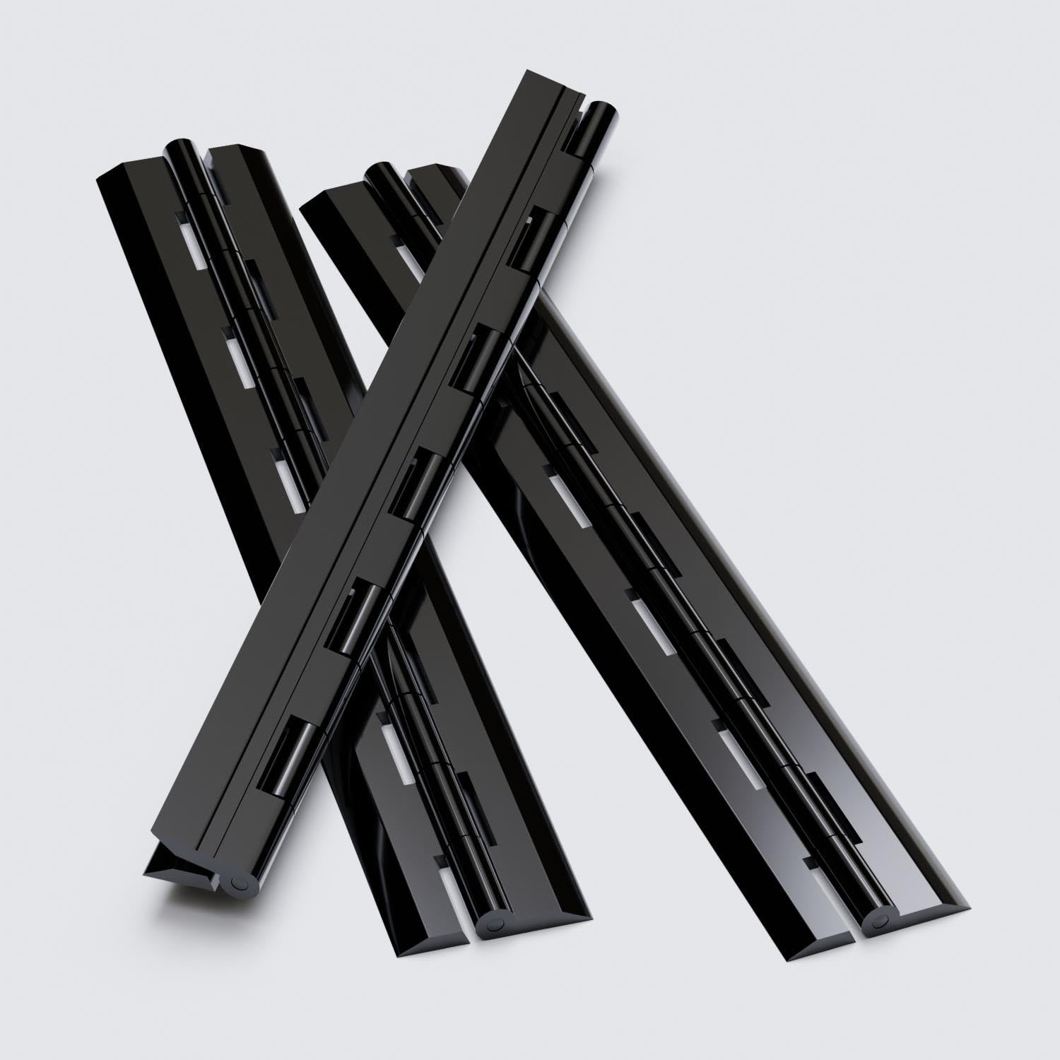 3 x Black Acrylic Piano Hinges 300mm, Continuous Plastic Hinges