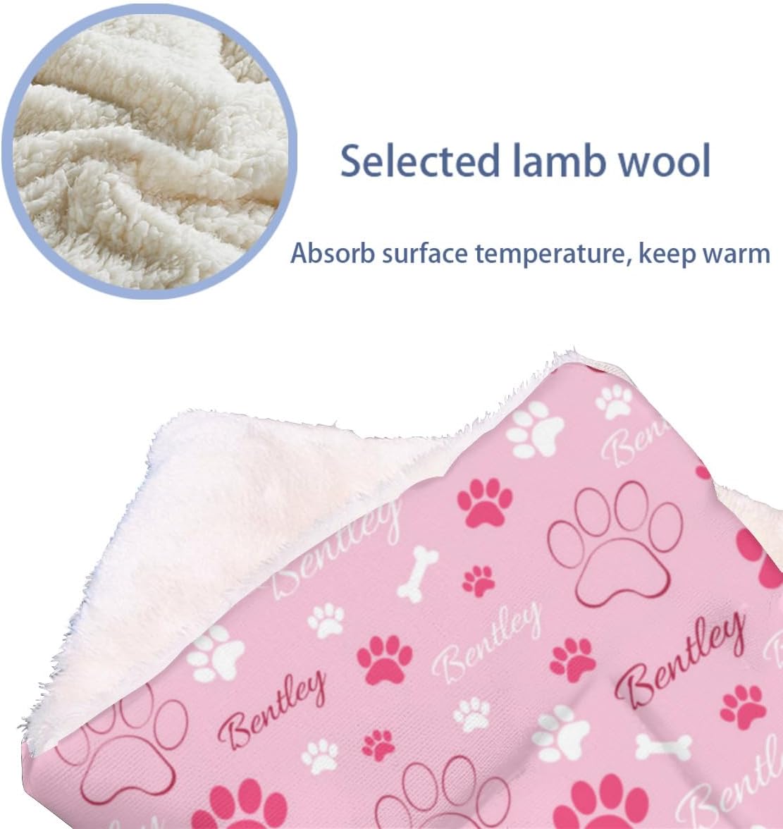 Pet Warm Pad Flannel,Custom Name Pet Pad,Personalized Dog Bed Mat Gifts,Ultra Soft Flannel Pet Bed Mat for Puppy Dog Cat, Dog Crate Mat Kennel Pad for Dog Sleeping,Dog Lover Gift,L-22 * 28in