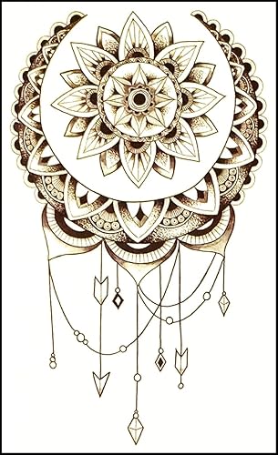 Miniatura 2 de Juego de 3 hojas de mini mandala flor de loto tatuajes temporales pegatinas con diseño extraíble decoraciones cuerpo cuello pecho hombro piernas