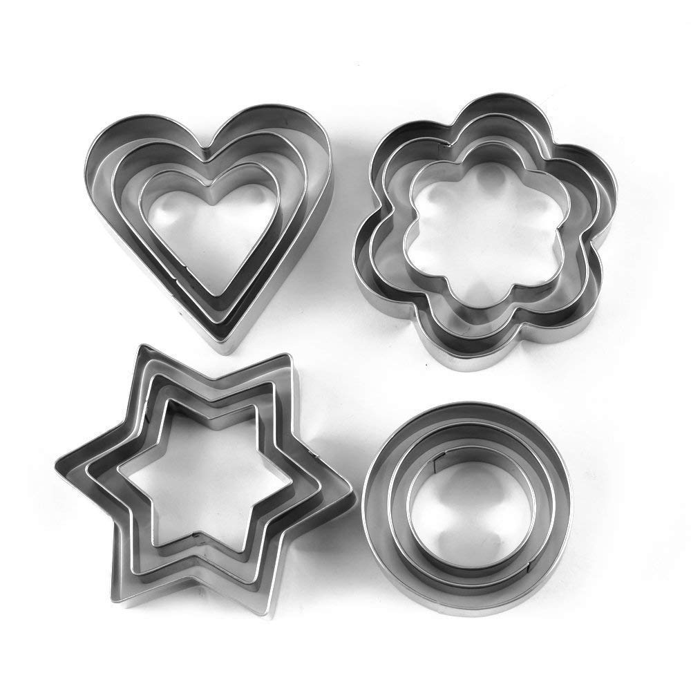 GADGET WEAR Stainless Steel Cookie Cutter Set 12 Pieces Cookie Cutter Stainless Steel Cookie Cutter with Different Shape