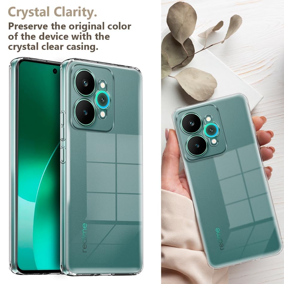 Image of Fashionury Crystal Clear Case for Realme 15 5G | Transparent TPU Silicone | Yellowing Resistance | Raised Camera Lips | Slim Transparent Cover