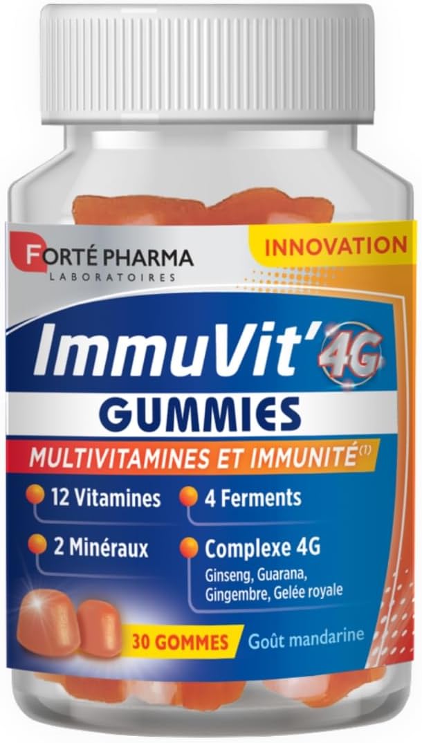 Forté Pharma – Immuvit’4G | Nutritional Supplement Vitality & Immunity – Vitamin D, Vitamin C, Minerals, Ginseng, Guarana | Fatigue, immune system | 30 gummies