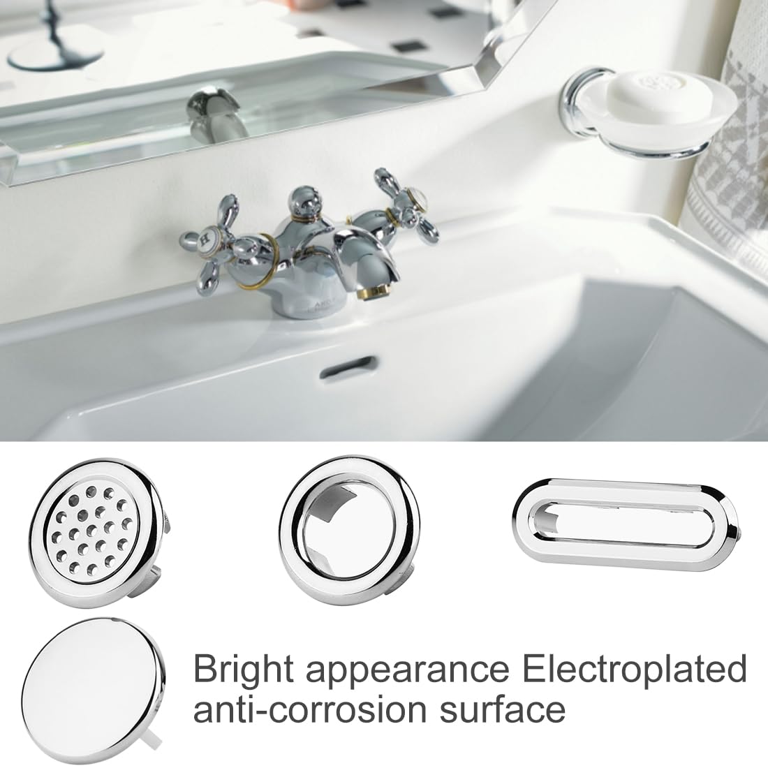 4 Anelli Di Troppo Pieno Per Lavello - Acciaio Inox Decorativo Per Fori Di Scarico 22-24mm