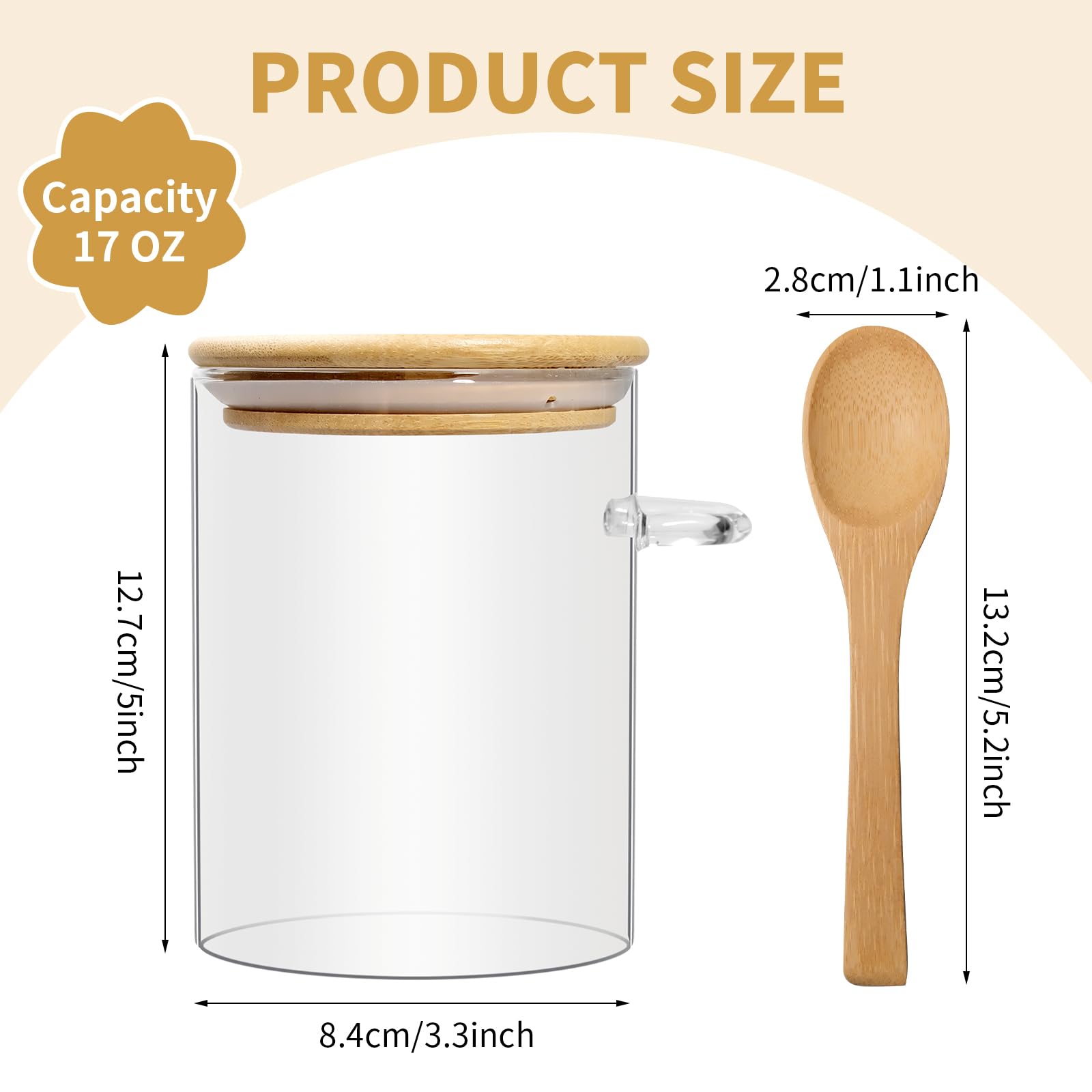 Lot de 12 bocaux en verre avec couvercles et cuillères en bambou, conteneurs hermétiques de 500 ml avec 2 étiquettes et 1 stylo, pour produits secs de cuisine, café, haricots, sucre, épices