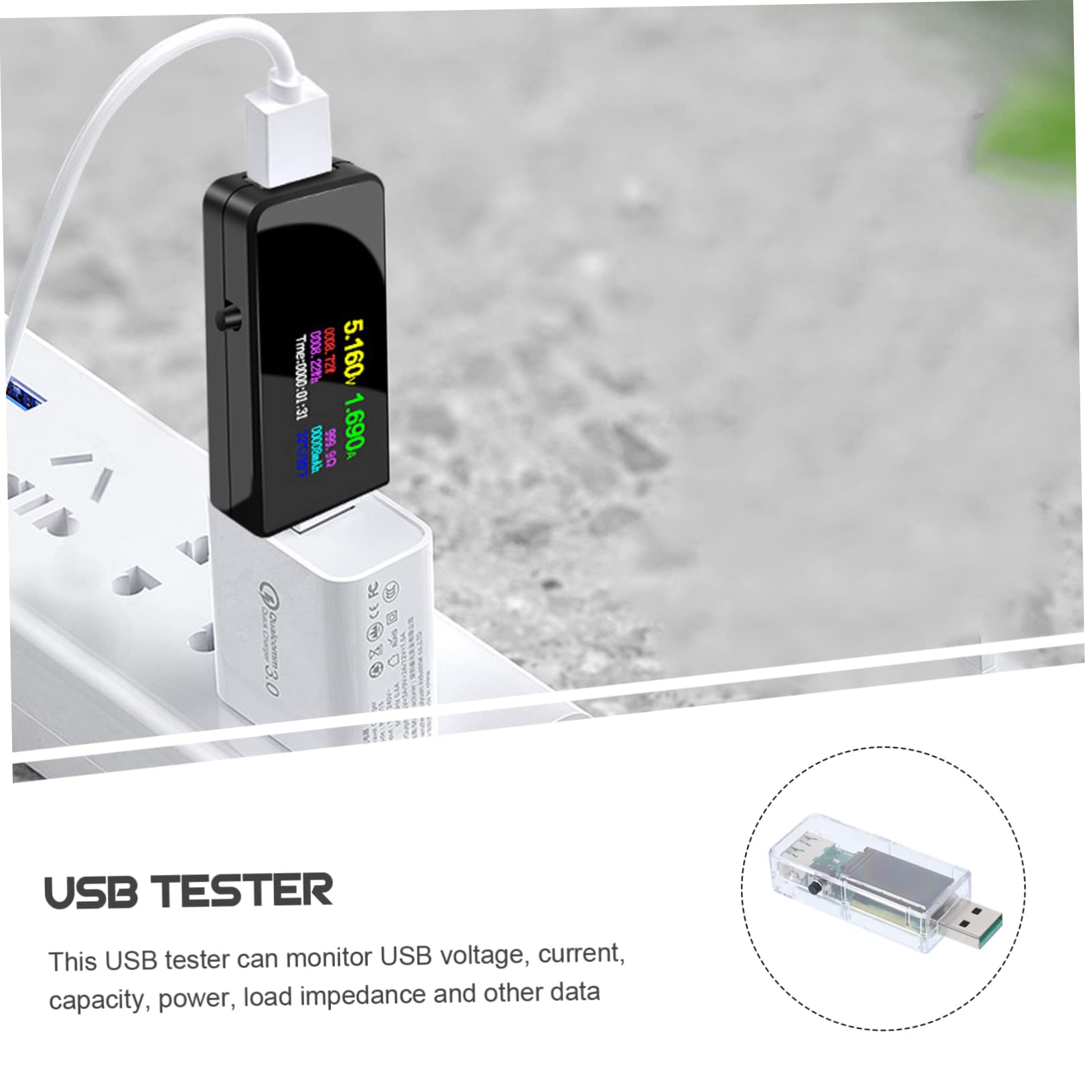 Uonlytech 5-teiliges Usb-spannungsmessgerät Usb-leistungsmessgerät Digitaler Usb-tester Monitor Ladestatus Echtzeit-datenleitungstest 12800 Lcd-display