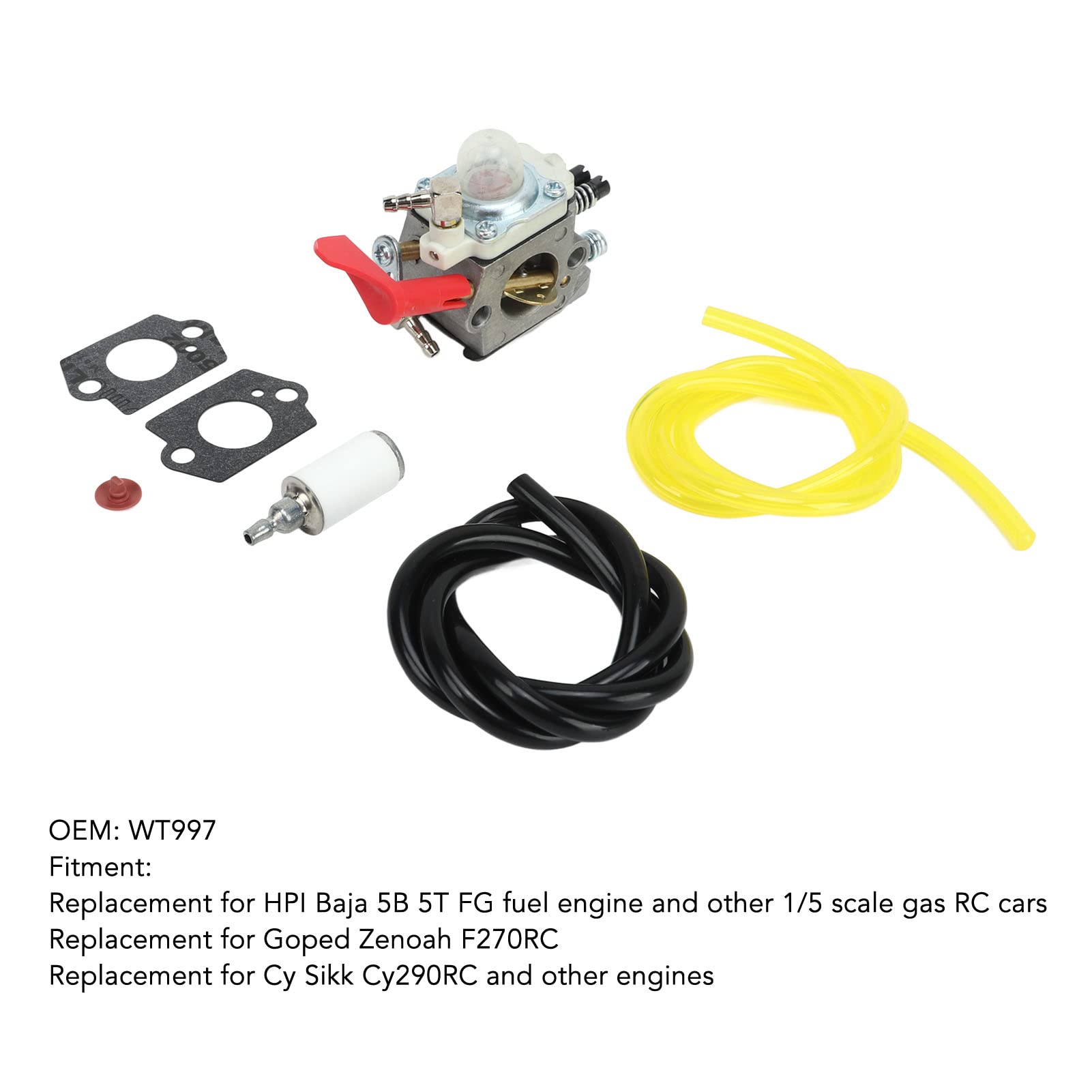 Carburateur WT997, Kit de Carburateur de Moteur WT997 de Remplacement pour Moteurs à Carburant HPI Baja 5B 5T FG 1/5 Scale Gas RC Cars