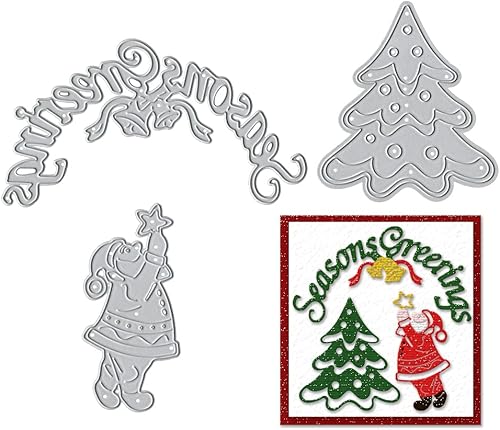 Troquel de corte de metal para árbol de Navidad para hacer tarjetas y decoraciones de álbumes de fotos, Papá Noel troquelado temporadas de Navidad