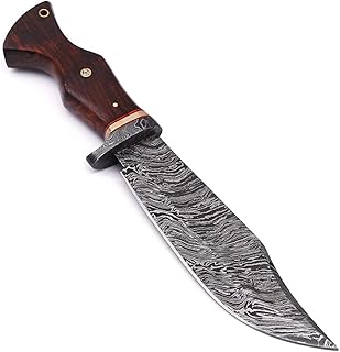 PAL 2000 KNIVES BOW-9821 Handmade Damascus Steel Rose Wood Handle Bushcraft Hunting Bowie Blade Knife - PAL 2000 KNIVES