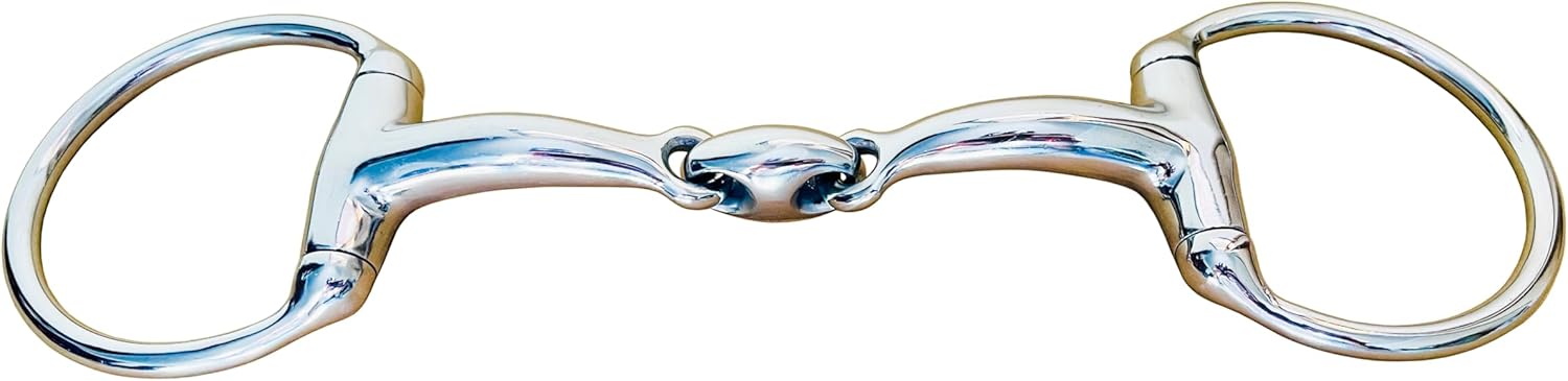 Silver Stainless Steel Eggbutt Snaffle Horse Bit – Gentle Curve Mouth Training Bit for Horses, Non-Rust Durable Equestrian Tack for English & Western Riding