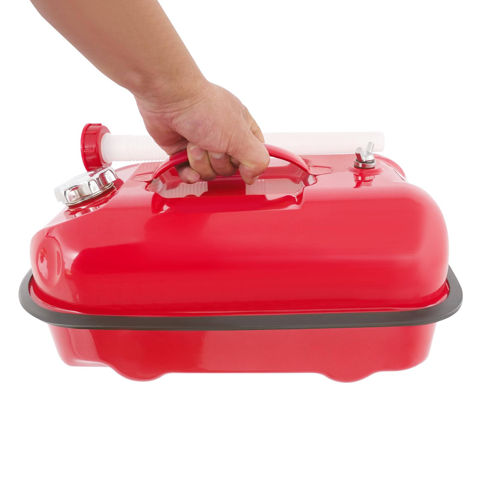 Bidón de gasolina rojo – Depósito de gasolina, robusto y denso bidón de combustible con asa de transporte y accesorio de depósito – Bidón universal para coche, moto, barco (20L/10L, 4.4/2.2 galones