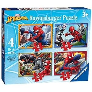 Ravensburger Marvel Spiderman 4 in Box (12, 16, 20, 24 Piece) Jigsaw Puzzles for Kids Age 3 Years Up for Kids