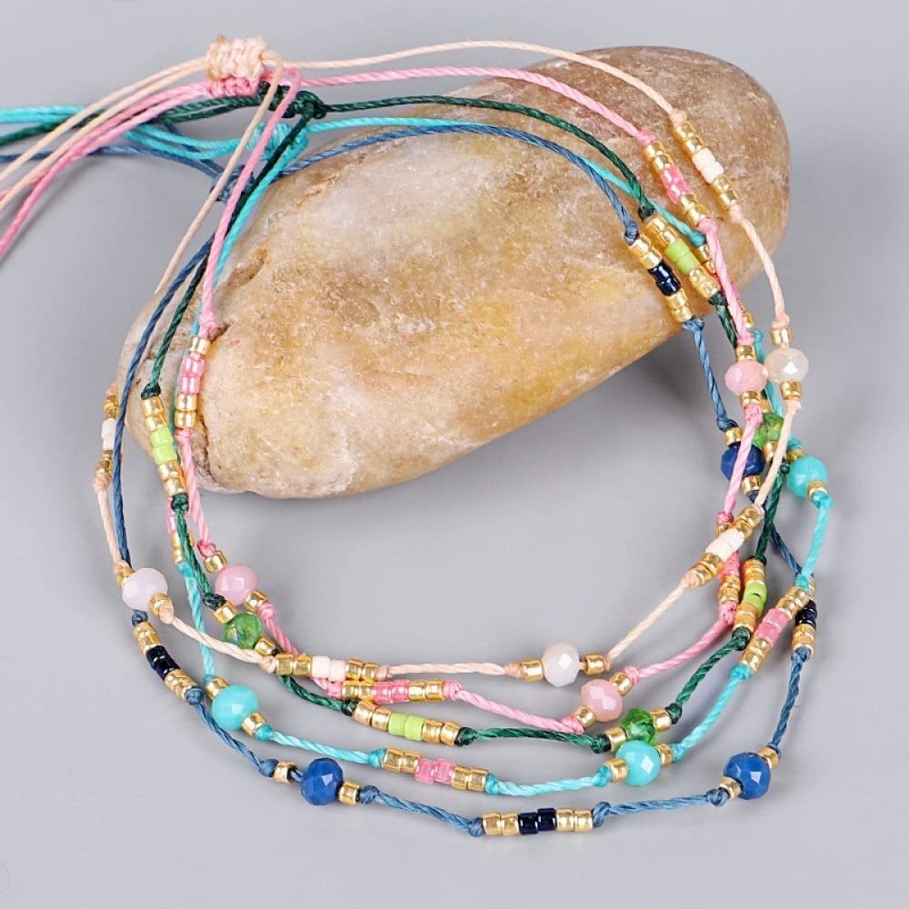 RWRAPS Cavigliera da donna con perline colorate, cavigliera da spiaggia regolabile fatta a mano con perline per gioielli da piede per ragazze