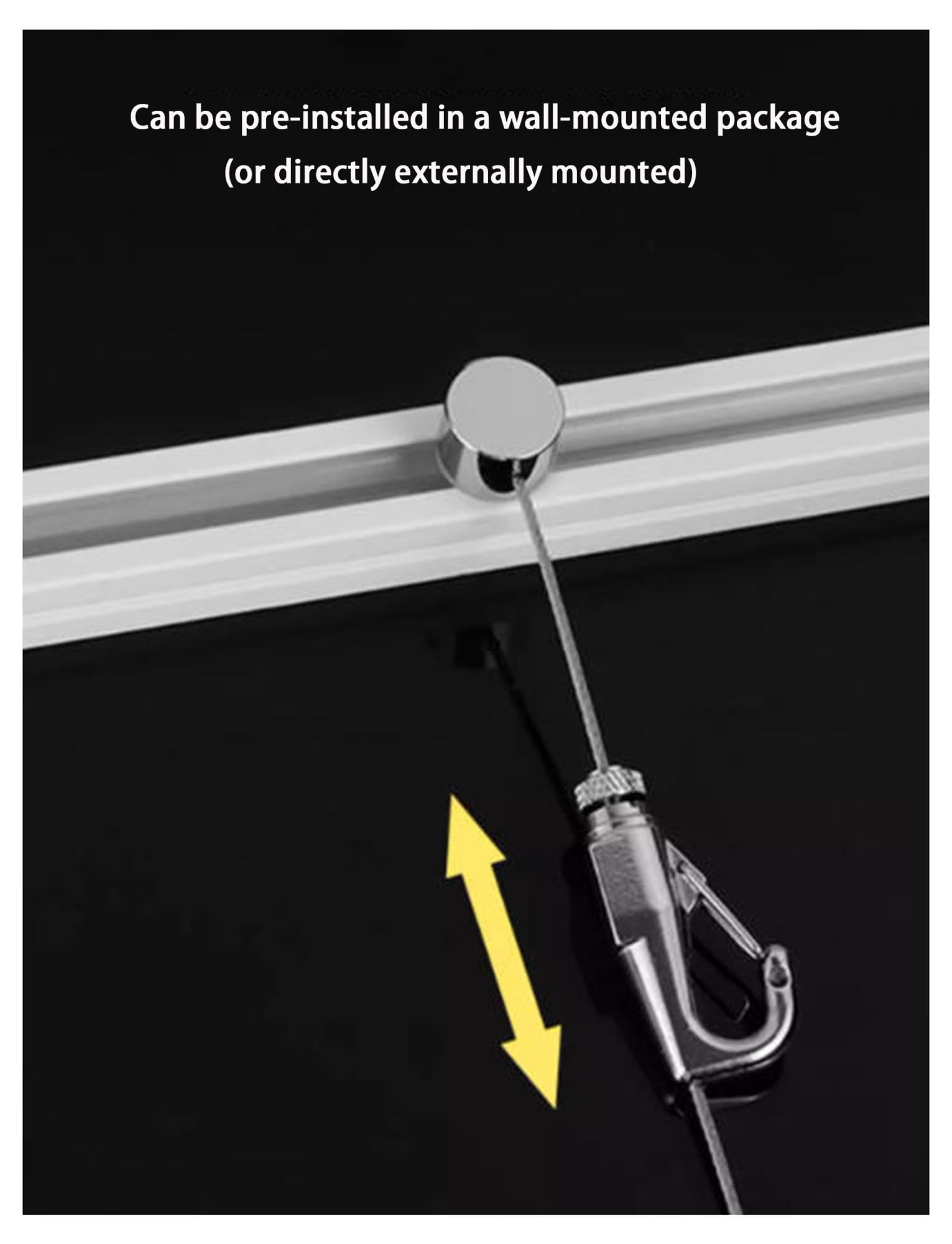 Kit de suspension de tableaux réglable avec rail et accessoires for galerie d'art(Rope 50cm,Black-300cm/118.1 in)