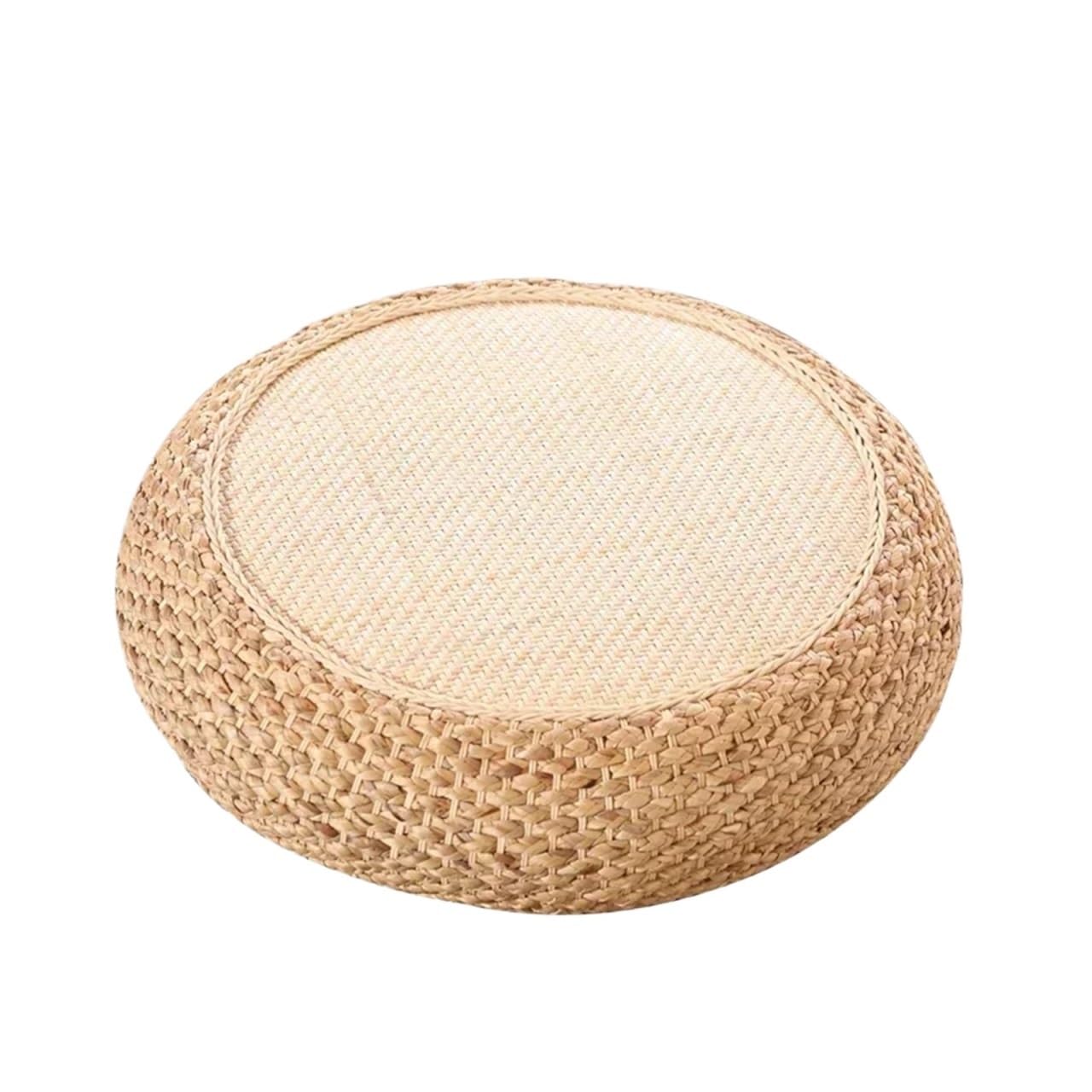 Pouf en Paille tissé, Tapis Tatami, Coussins de Sol Ronds, Coussin méditation rotin, siège Confortable for Yoga Coussin Méditation(Type2,40x40cm)