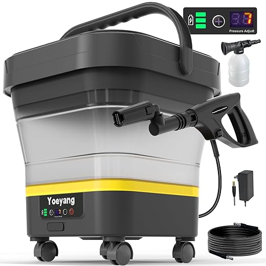 Portable Cordless Pressure Washer with Tank: 1200 PSI Foldable Power Washer – 3.4 Gal Tank, 7-Level Adjustable Sprayer & 360° Nozzle – Compact Electric Cleaner for Car, Garden, Patio, Camping