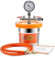Vista 8 de BACOENG Kit de cámara de vacío plana de 1 galón, cámara de desgasificación al vacío de acero inoxidable para resina, silicona y epoxis