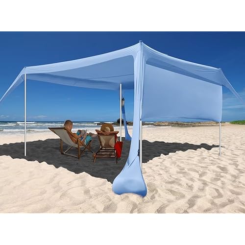 Beach Canopy Tent Shade with Sidewalls 10x10FT, 6.6FT Tall, UPF50+ Sun Shelter, Windproof & Water Resistant, Includes Guylines Sand Shovel Stability Poles, Easy Up for Beach Outdoor Camping Backyard