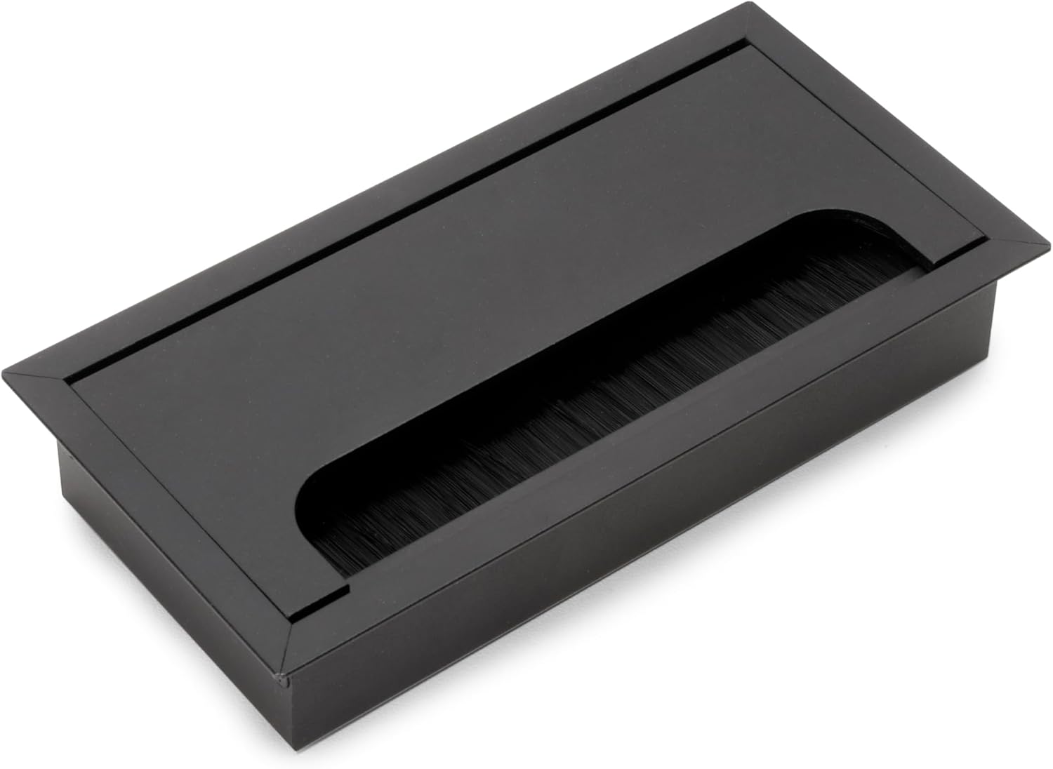 Emuca - Set of 5 Quadrum Table Grommets, Rectangular, 159 x 80 mm, Recessed, Aluminium, Black Painted