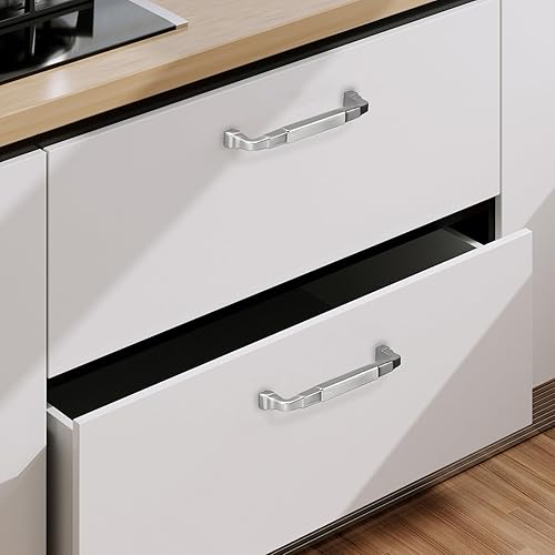 Miniatura 3 de COTYKILEY Paquete de 10 manijas de gabinete de níquel satinado cepillado de 5 pulgadas (5.039 in), tiradores de gabinete de cocina, manijas de