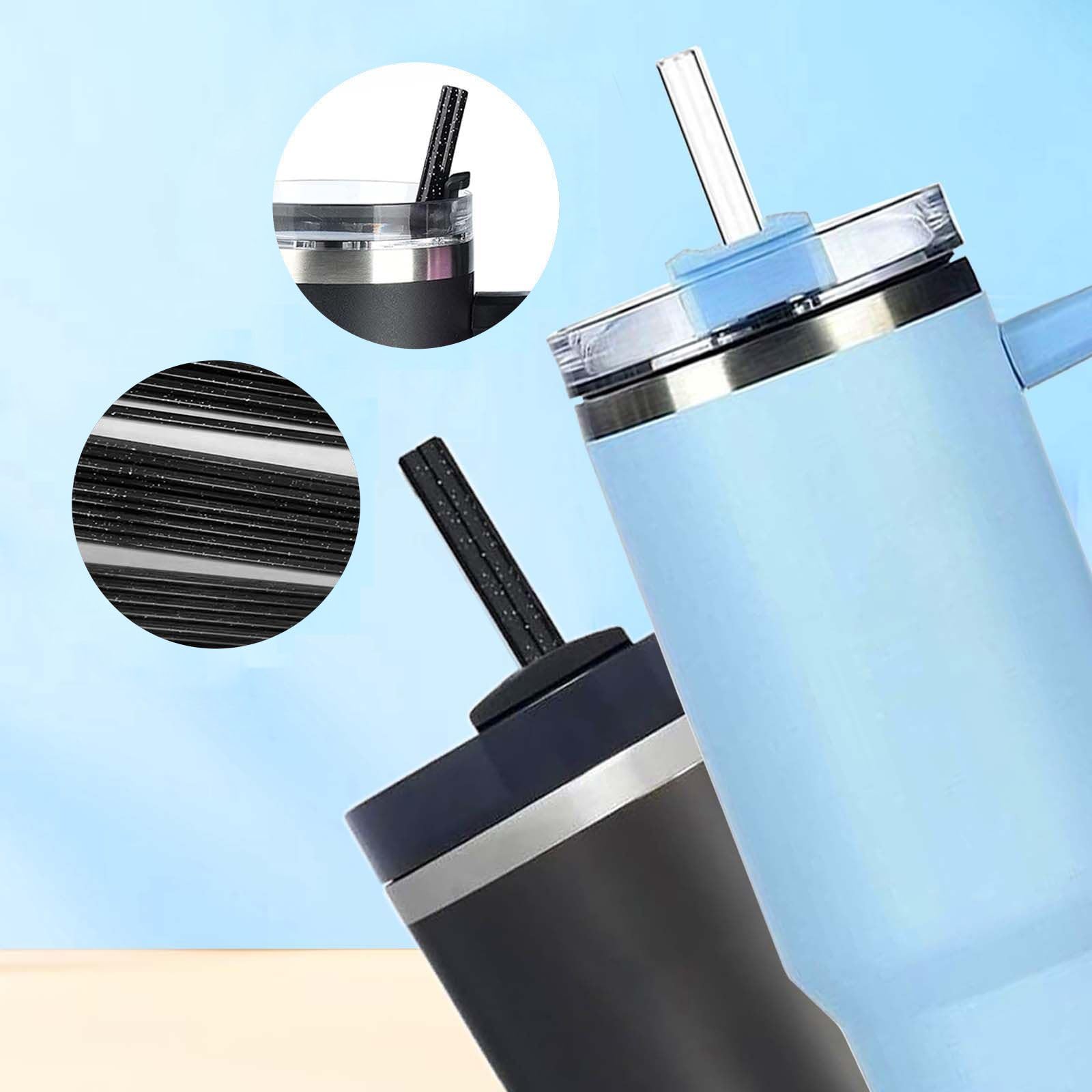 Cannucce in plastica, 12 pezzi, compatibili con Stanley Cup Stitch, compatibili con cannuccia Stanley Cup riutilizzabili, colorate con spazzole per la pulizia del tè a bolle, succhi di frutta, caffè