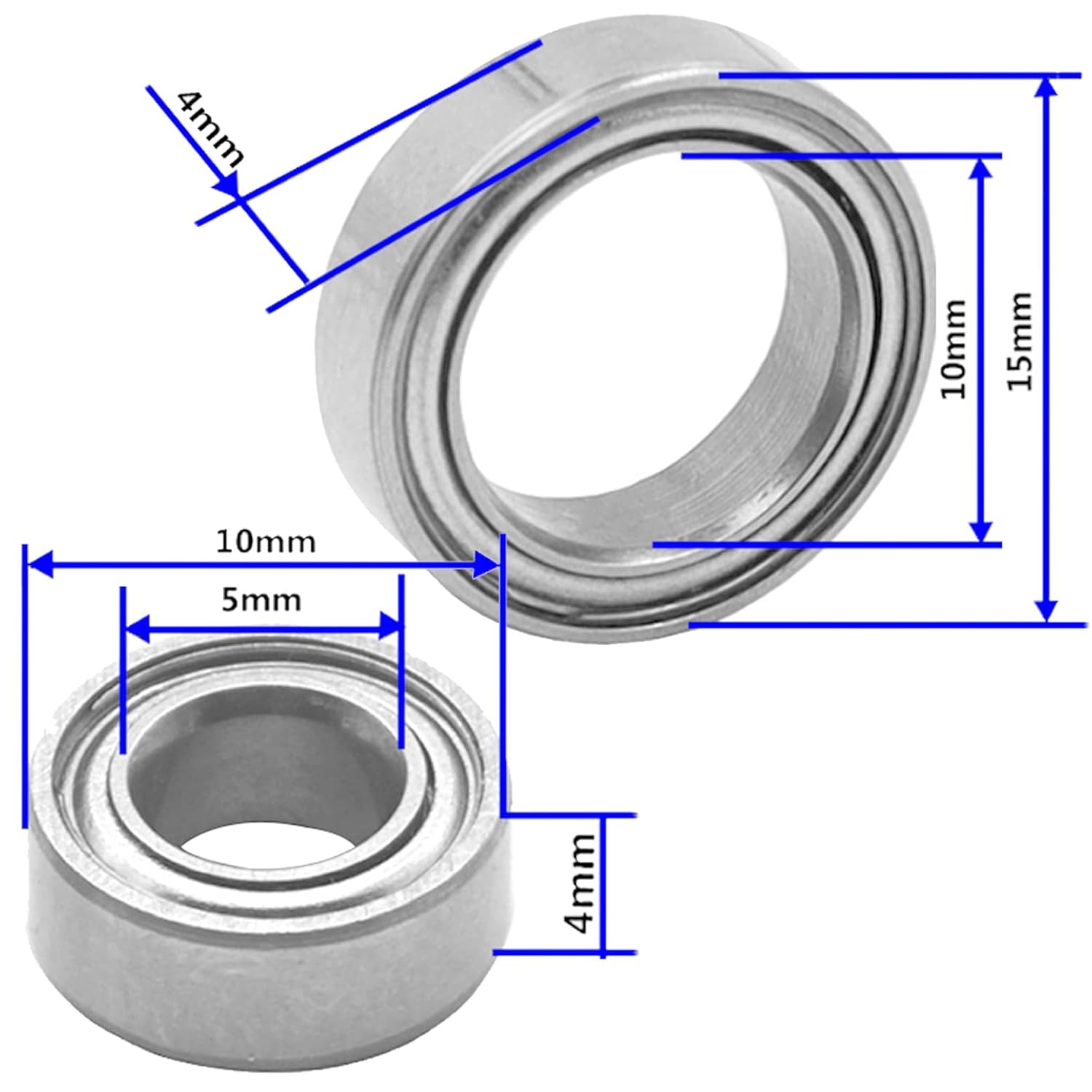 RC Car Ball Bearings,5x10x4mm 10x15x4mm Deep Groove Metal Shielded Compatible with Traxxas HPI Associated Tamiya Kyosho HSP Redcat RC Car Truck