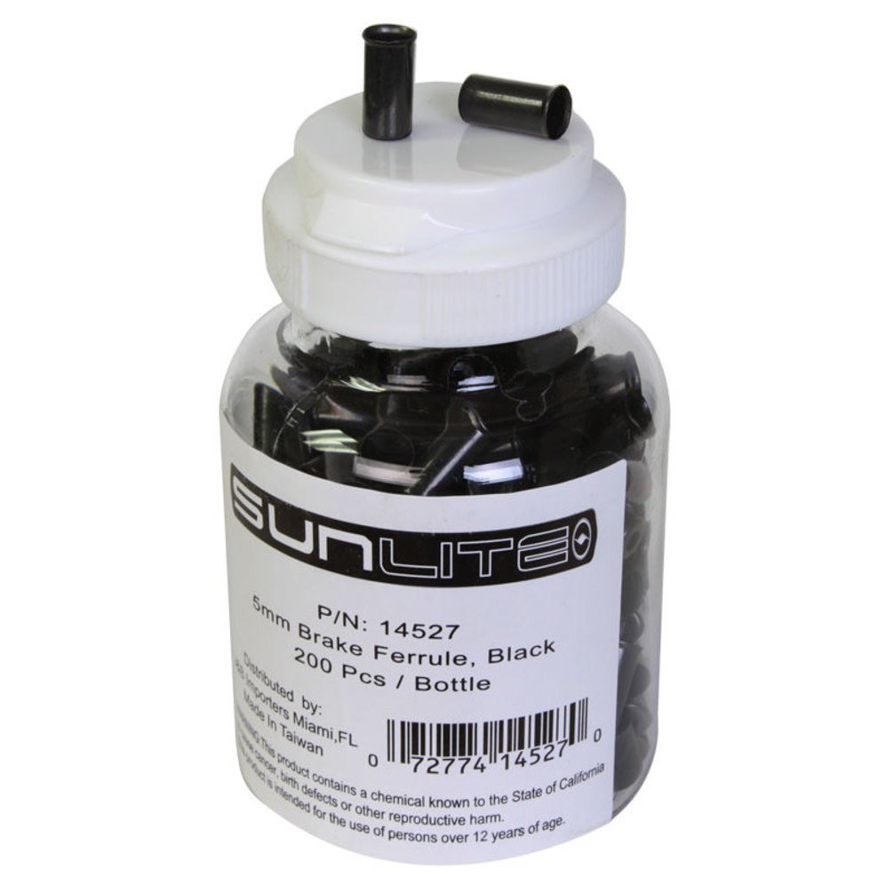 Sunlite Cable Ferrules, 5mm, Brake, Black, Bottle of 200