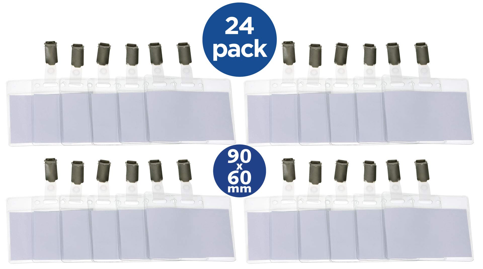 Opus 2 121265 - Porta Nombres con Pinza Giratoria 90 x 60 mm, 24 Unidades