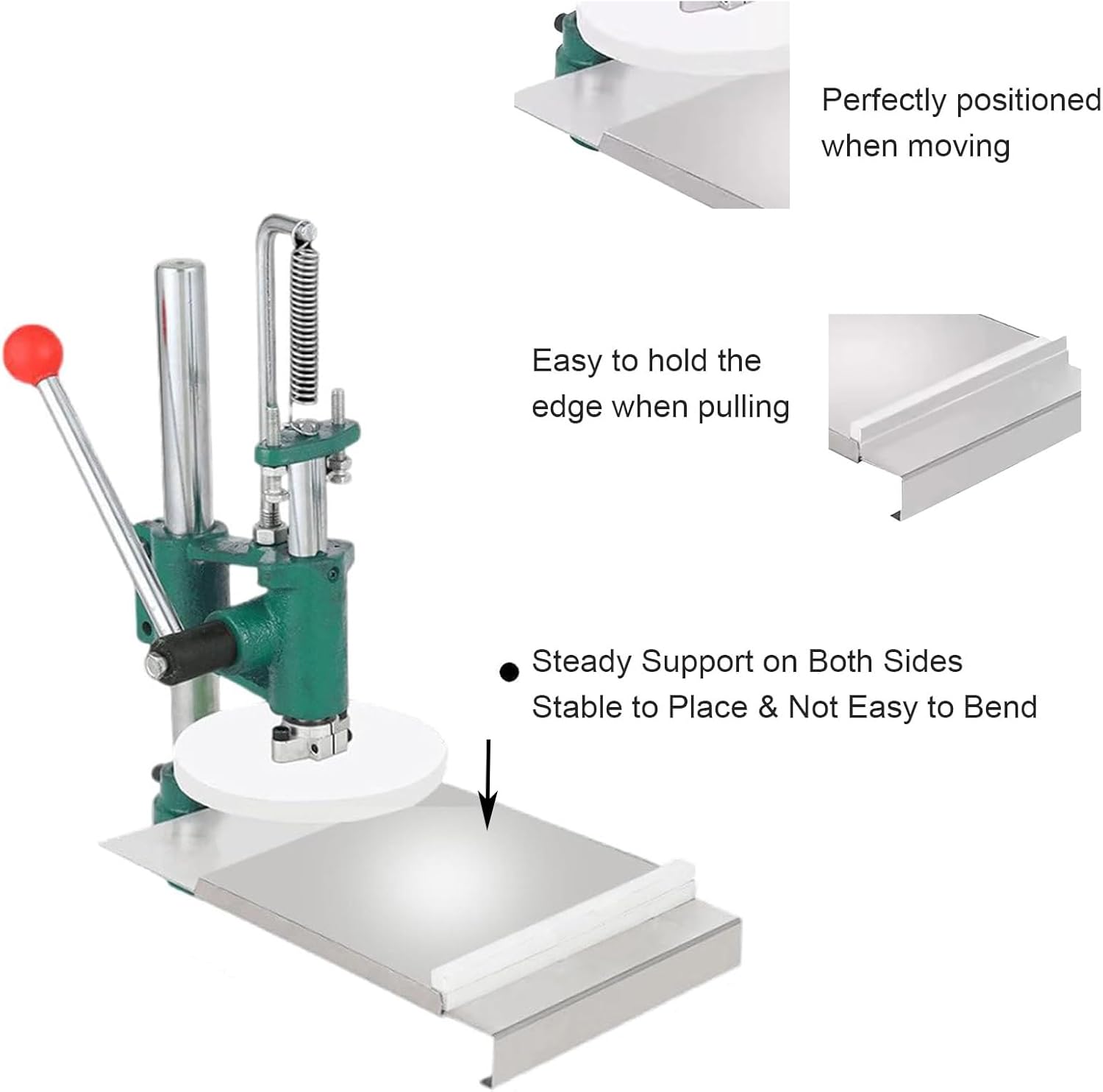 Manual Pizza Dough Press Machine - Heavy Duty Commercial 12-22CM Adjustable Thickness Dough Sheeter for Gluten-Free Frozen Dough, Consistent Crust Press for Pizza Shops & Restaurants