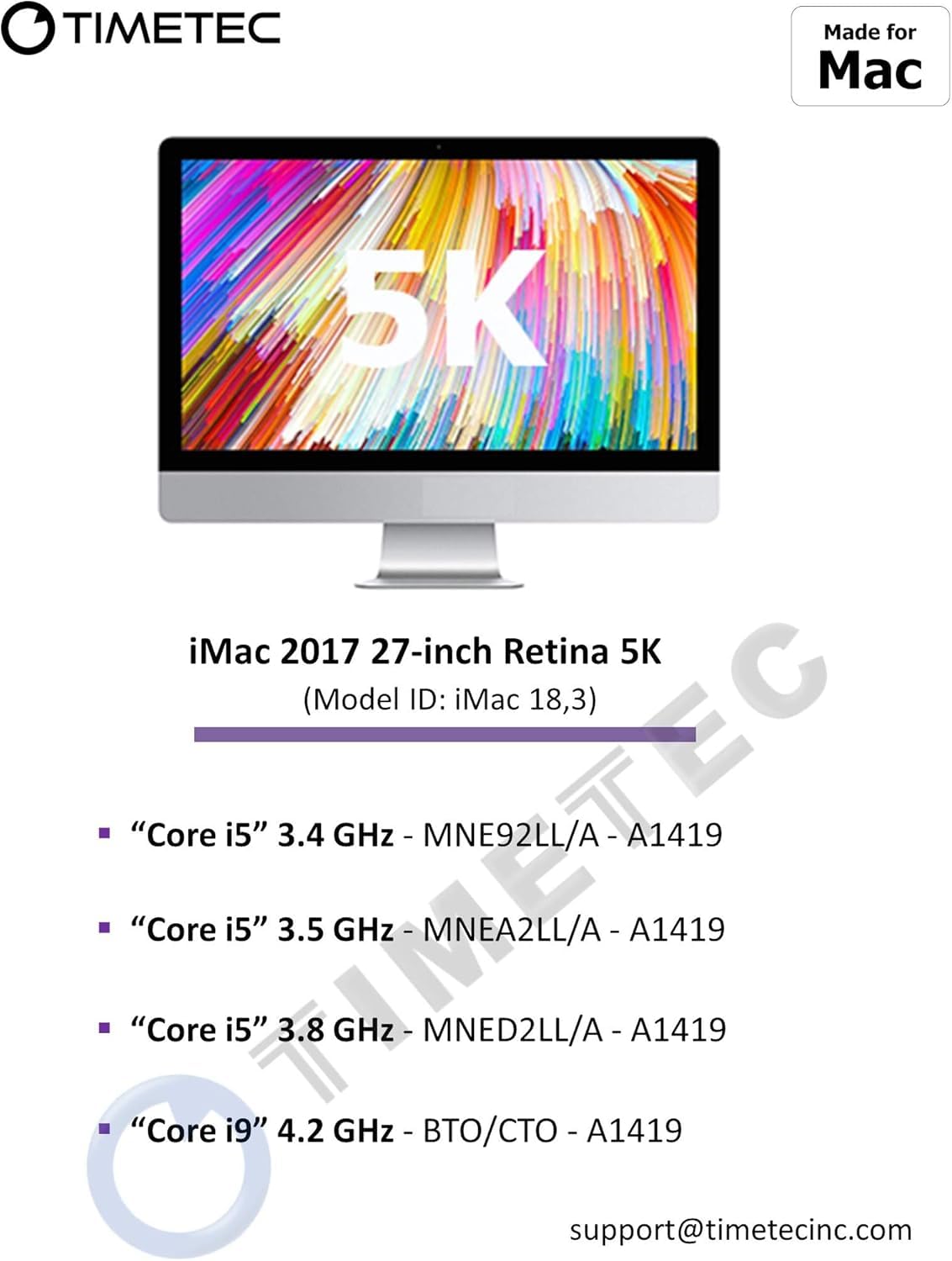 Timetec Kit 32GB (2x16GB) compatibel met Apple 2017 iMac (27 inch