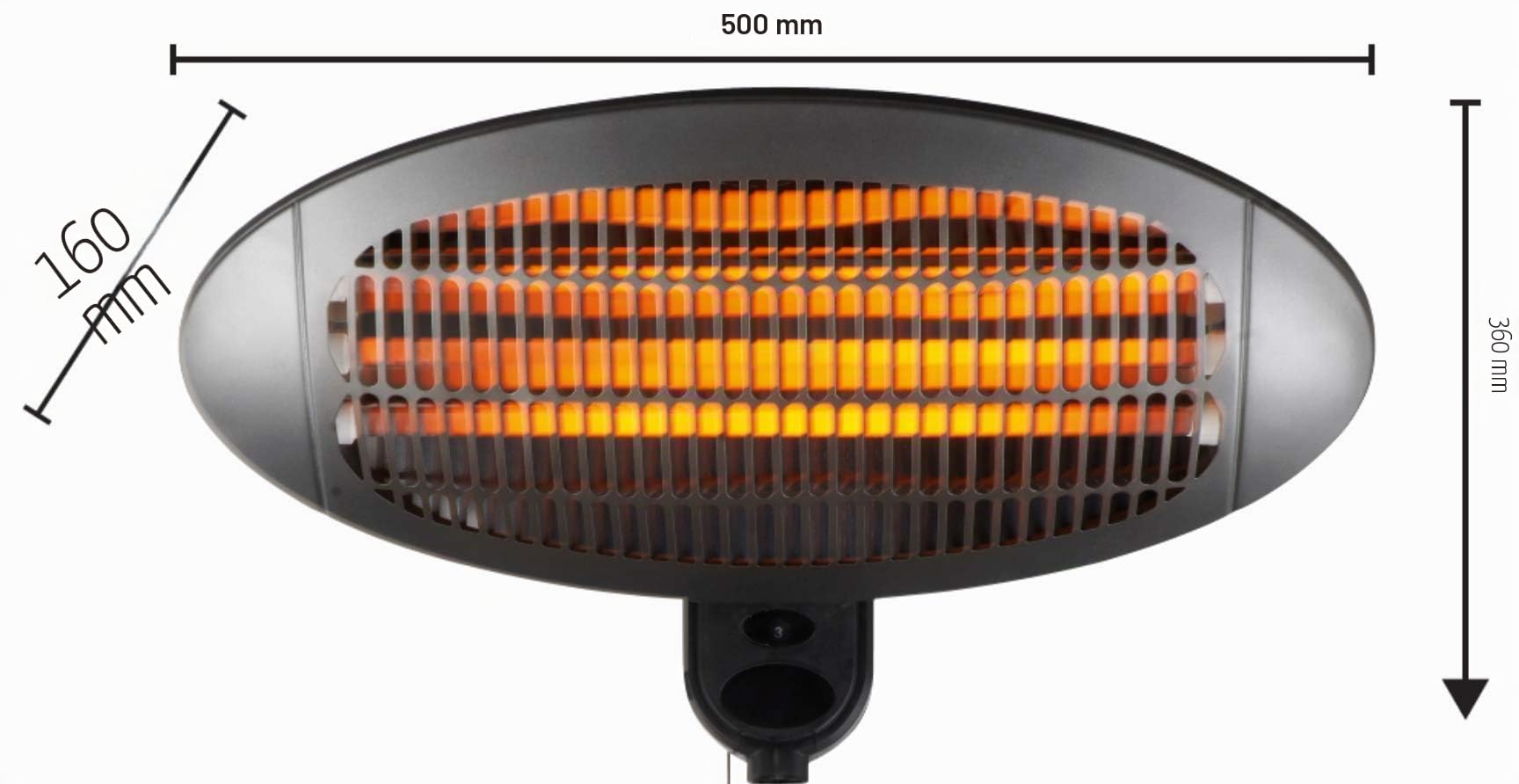 HOME It Stufa da Esterno a Infrarossi da Parete 2000W IP34 Riscaldatore al Quarzo