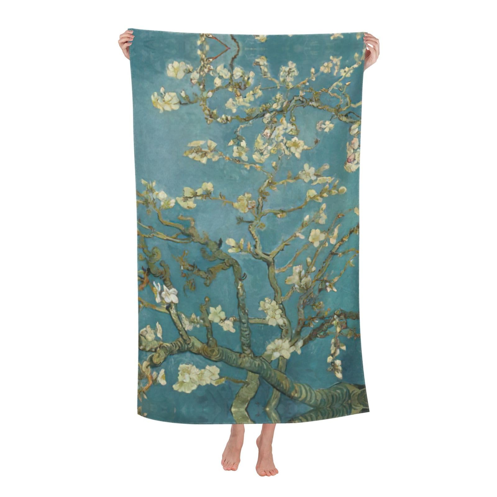 NImongt Almond Blossom Print Oversized Adult Beach Towel For Travel Weekend Getaways Festivals Camping Trips