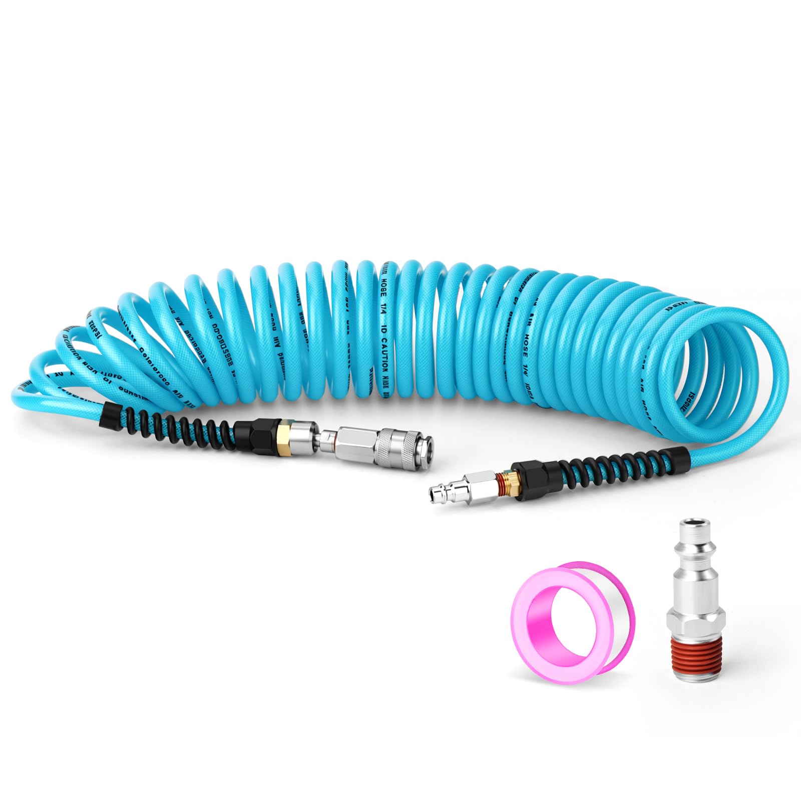 Manguera de aire de poliuretano GASHER de 7.5M con acoplador europeo 1/4 BSP azul