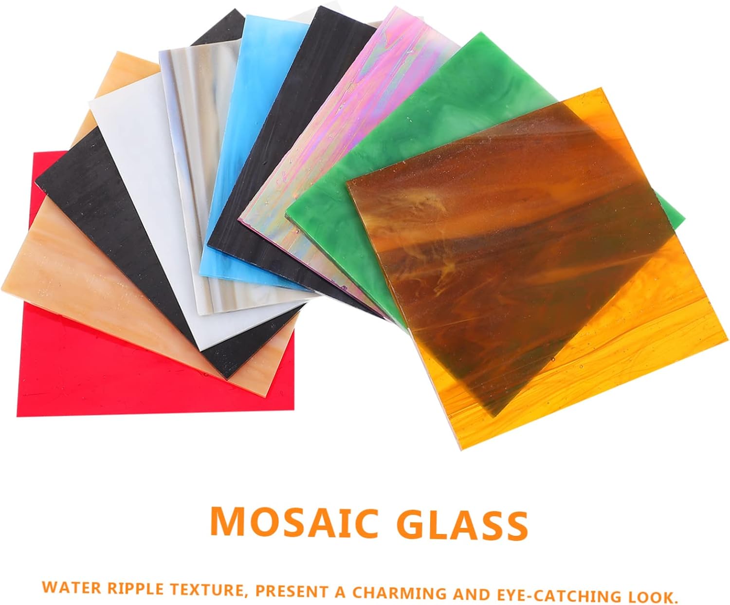 TEHAUX 10pcs Glass Mosaic Tiles Cathedral Glass Sheets Mosaic Pattern DIY Art Tiles for Home Office Wedding Decor
