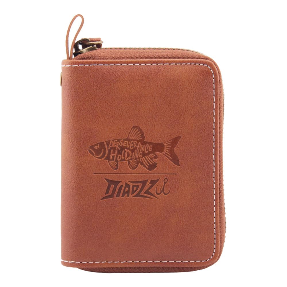 BDKMMS Fishing Lure Bag, Leather Binder Tackle Pouch with Lanyard Waterproof Bait Organizer Bag for Outdoor Lure, Line, Hooks, Sinkers
