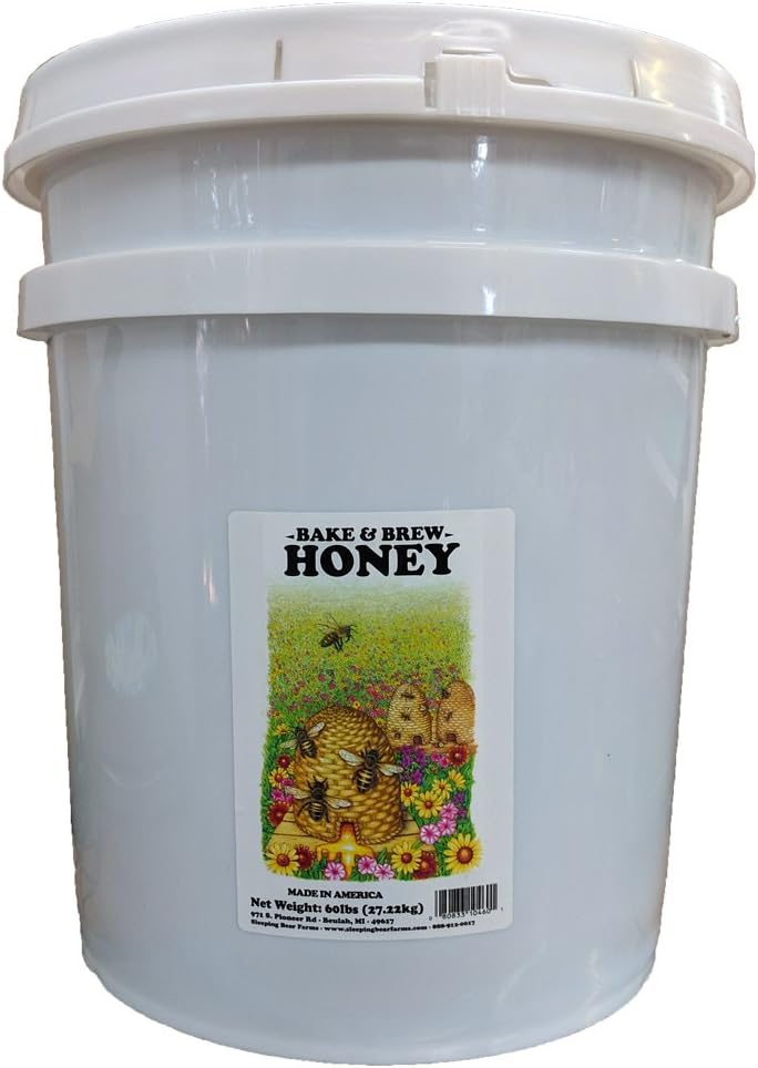 Bulk Baking and Brew Honey – 5 Gallon – 60lbs - Bulk American Honey for Brewing - Great For Making Mead - Cheap Honey Dark honey