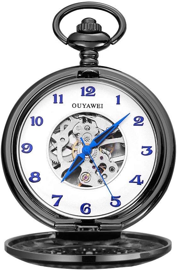 Pocket Watches Mechanical Double Cover Roman Numerals Dial