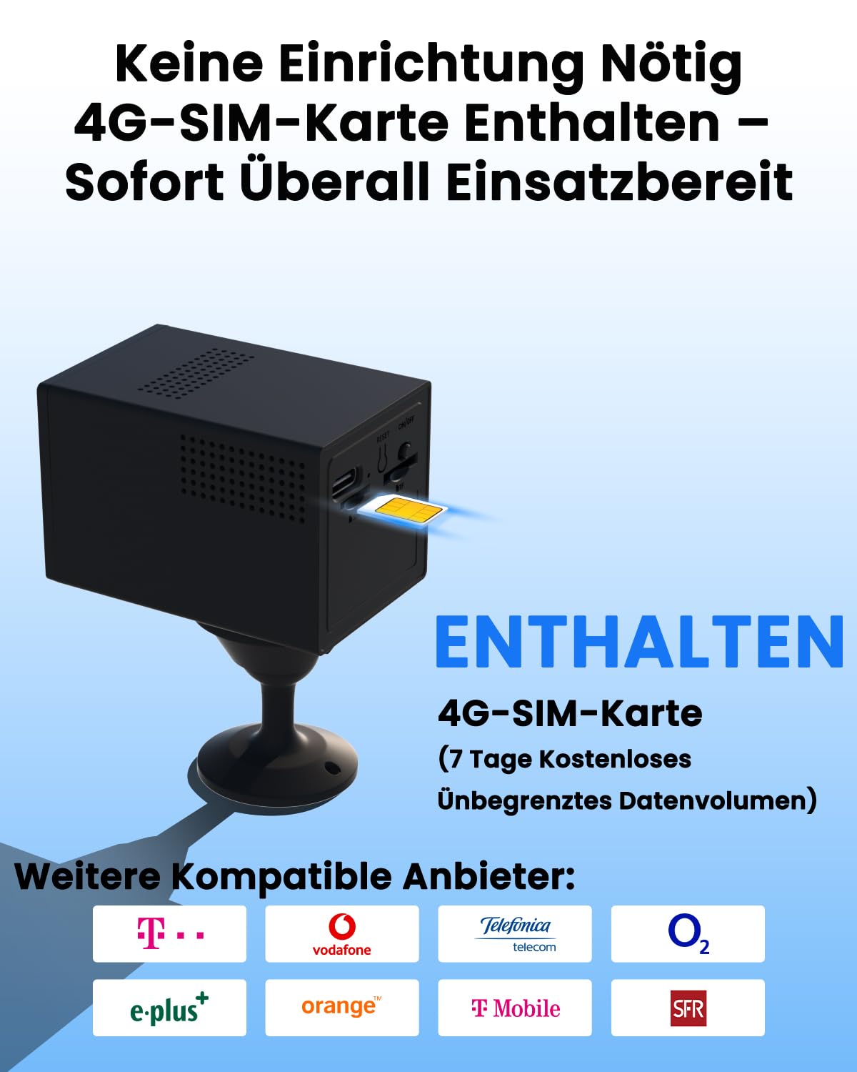 UCOCARE Überwachungskamera mit SIM Karte, 4MP 4G LTE Überwachungskamera ohne WLAN, mit Akku 5200mAh, 160° Blickwinkel, 4MP Nachtsicht, AI Bewegungserkennung