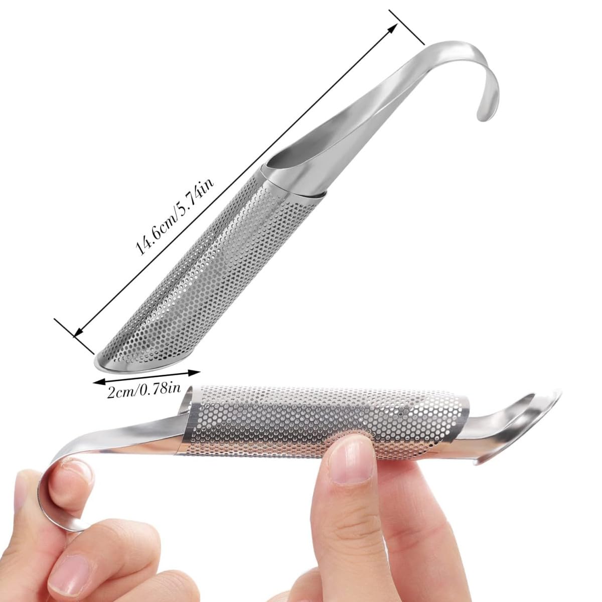 Set di 2 infusori da tè in acciaio inox con manico lungo, filtro