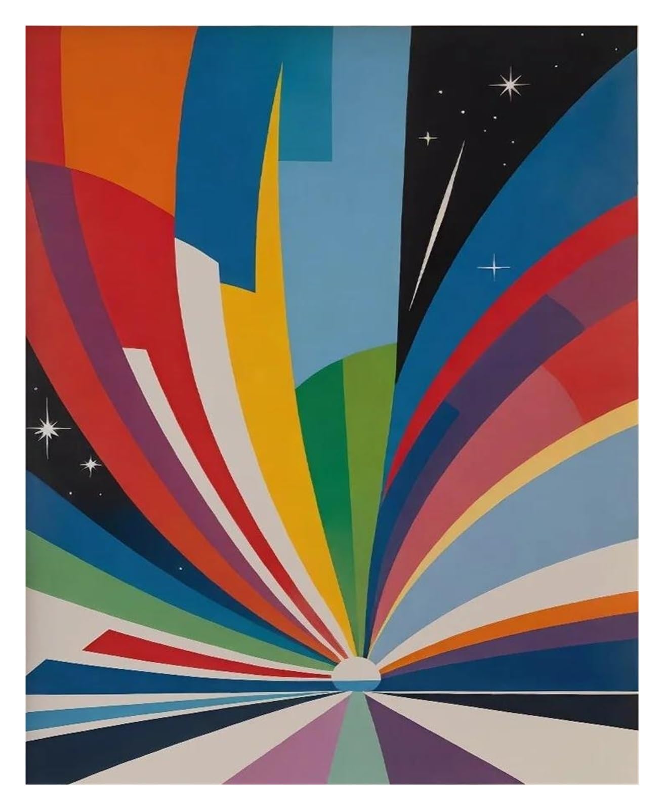Tableau Déco Nature Aurore Boréale Ciel Étoilé Peinture Toile 40x60