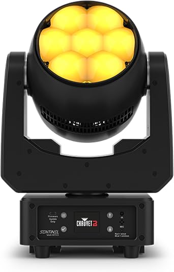 CHAUVET DJ Sentinel Wash Q7Z ILS RGBW LED Moving Head Wash Light with Motorized Zoom, 7 x 20W LEDs, Built-in Wireless DMX & ILS, Totem Mode, DJ, Stage, Concert & Event Lighting