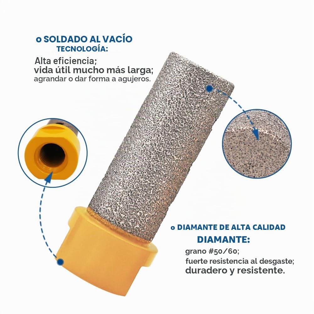 HIGHDRIL Juego Brocas de Diamante 11Piezas-6/8/10/25/35/50/68/110mm Taladro+50mm Broca de Chaflán+20mm Brocas Dedo+Adaptador Brocas para Porcelana Baldosas de Cerámica Granito Mármol Granito