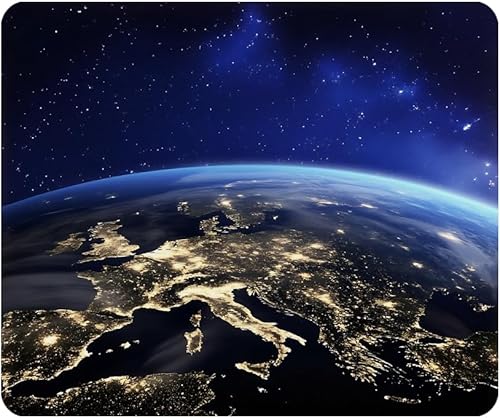 Earth from Space Europe - Alfombrilla de mouse de goma antideslizante para computadoras, laptop, oficina, hogar, rectangular, personalizable, 9.5 x
