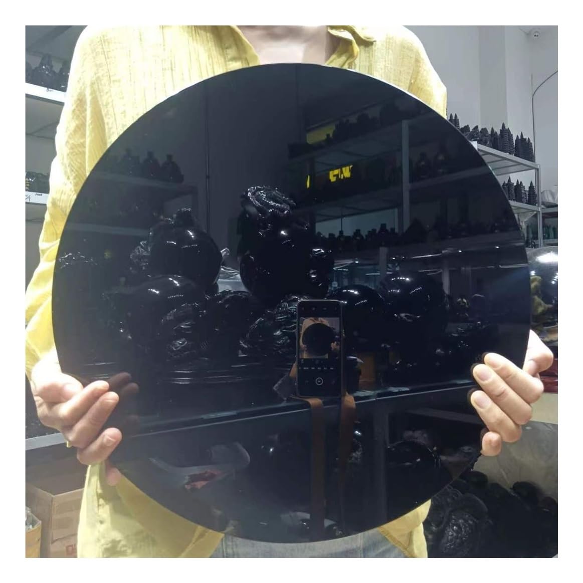 1pcs 30cm Obsidian Disc Quartz Crystal Home Decoration Gem