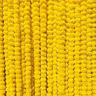 TIED RIBBONS 5 PC Marigold Garland for Decoration | 5 Feet, Yellow | Marigold Flower Indian American Wedding Decoration Garland for Mantle, Christmas Decorations, Christmas Décor