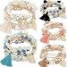 yunanwa 5 Pack Multilayer Bohemian Beaded Bangle Bracelet Crystal Charm Stretch Beach Stack-able Multi-Color Boho Bracelets Jewelry Set