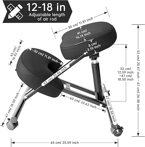 Miniatura 2 de Silla ergonómica de piel sintética, taburete ajustable para el hogar y la oficina con almohadillas gruesas y ruedas de freno flexibles con bloqueo
