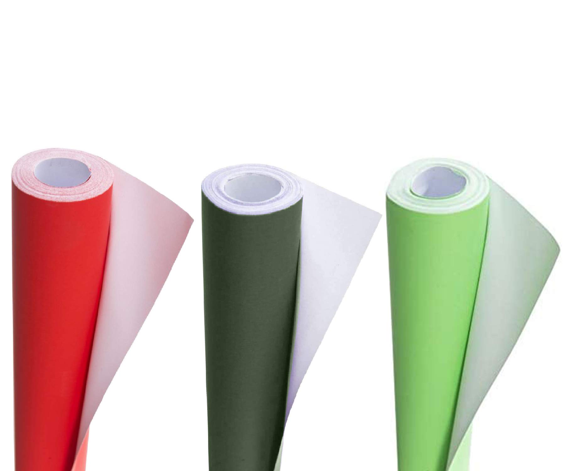 3 Ace Crafts Pack of 3 Display Poster Paper Roll 10m - Paper Perfect Ideal for Gift Wrapping, Art and Craft, Packing, Party Decoration - 76cm Width Approx - Scarlet, Pale Green & Emerald