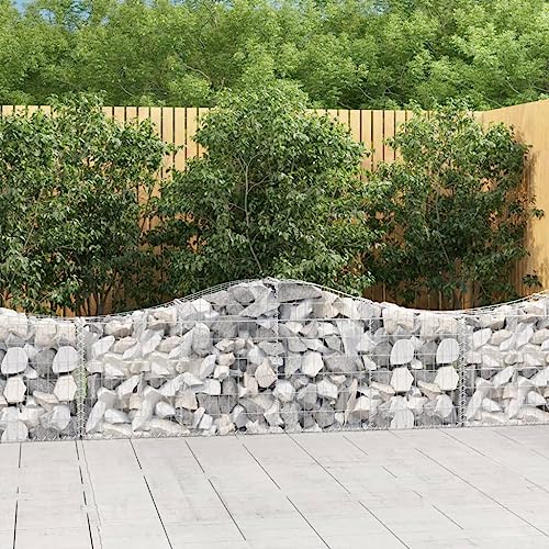 HaoChrymec Gabion à Arceau Haut with Fer Galvanisé, Design Stable et Résistant, Panier à Pierre, Parterre Surélevé en Gabion, Jardinière à Gabion, 200 x 30 x 60/80 cm