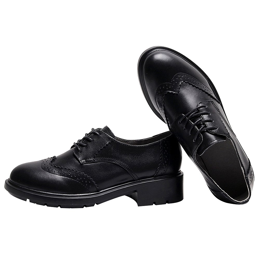 rismart Donna Rotonda Punta Abito Formale Pelle Scarpe Stringate Basse